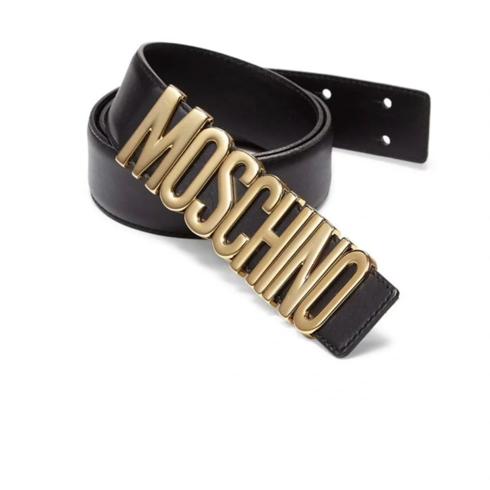 New MOSCHINO Genuine Leather Belt Black